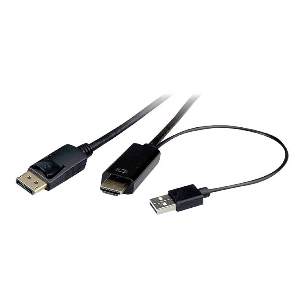 Roline HDMI-DisplayPort-USB Aansluitkabel DisplayPort stekker, HDMI-A stekker, USB-A stekker 3 m Zwa