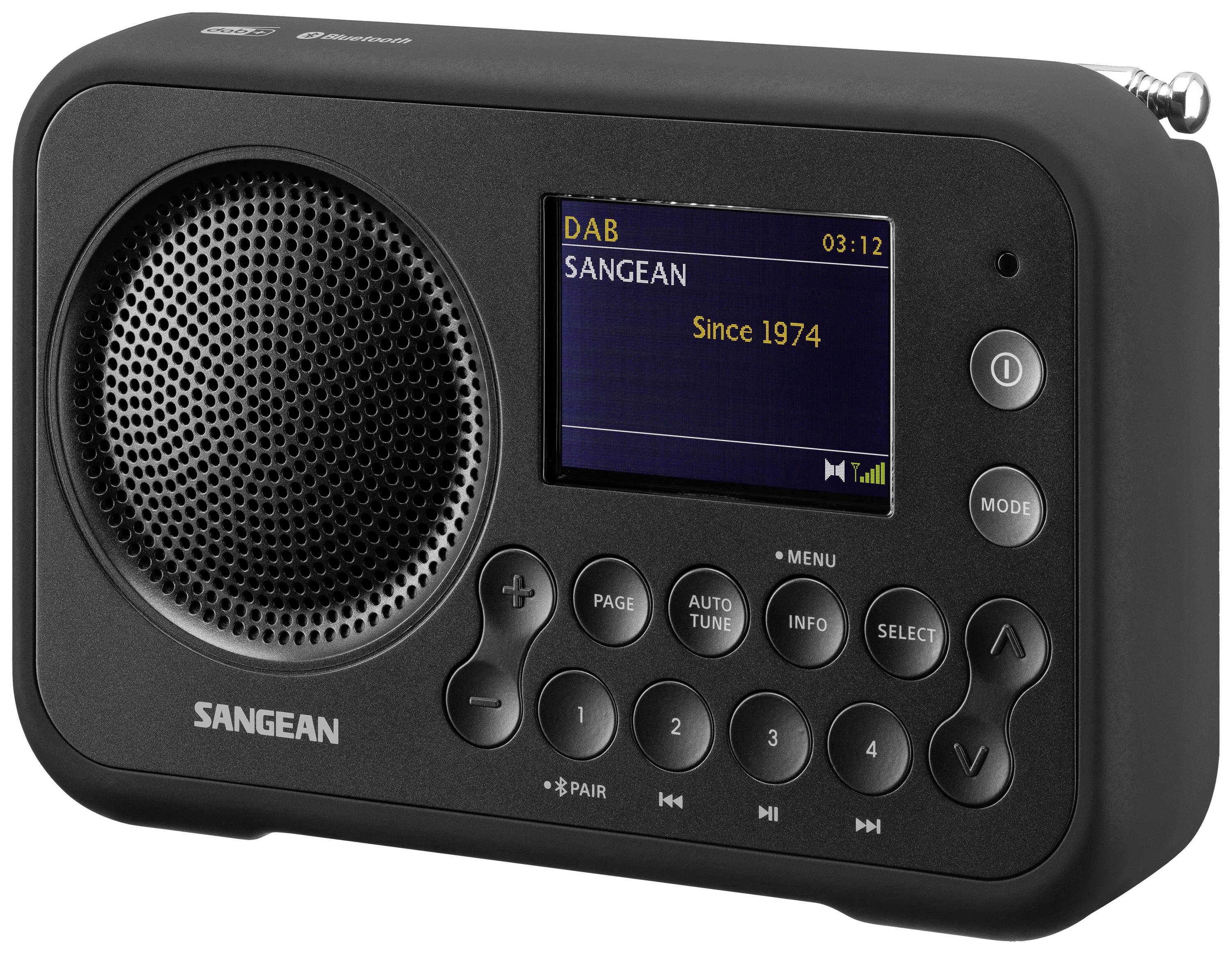 SANGEAN DPR-76BT Taschenradio DAB+, UKW AUX, Bluetooth® Tastensperre Grau