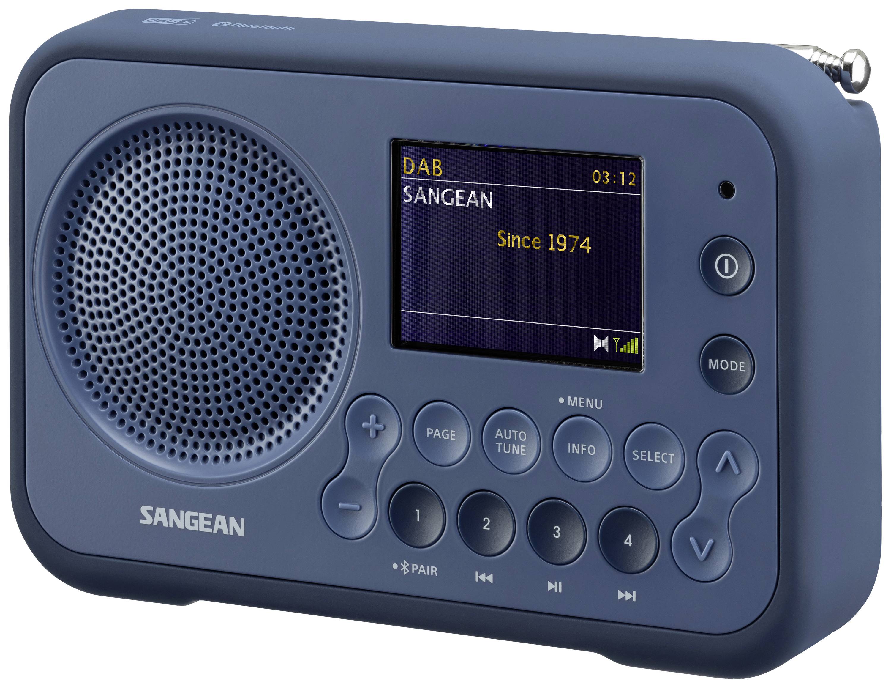 SANGEAN DPR-76BT Taschenradio DAB+, UKW AUX, Bluetooth® Tastensperre Dunkelblau