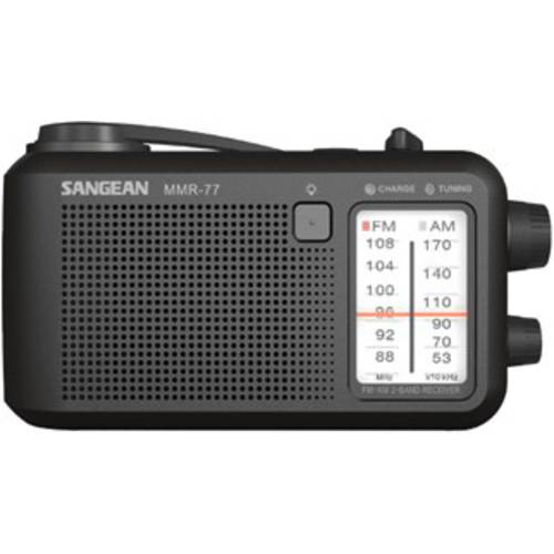 Thumbnail - Sangean MMR-77 Outdoorradio UKW, MW Notfallradio Handkurbel, spritzwassergeschützt, Taschenlampe, wiederaufladbar Schwar...