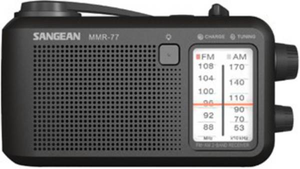 Sangean MMR-77 Outdoorradio UKW, MW Notfallradio Handkurbel, spritzwassergeschützt, Taschenlampe, wiederaufladbar Schwarz