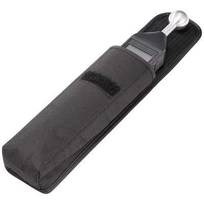 Ein schwarzes Etui enthält ein Messgerät mit einem Aluminiumgriff und Digitalanzeige.