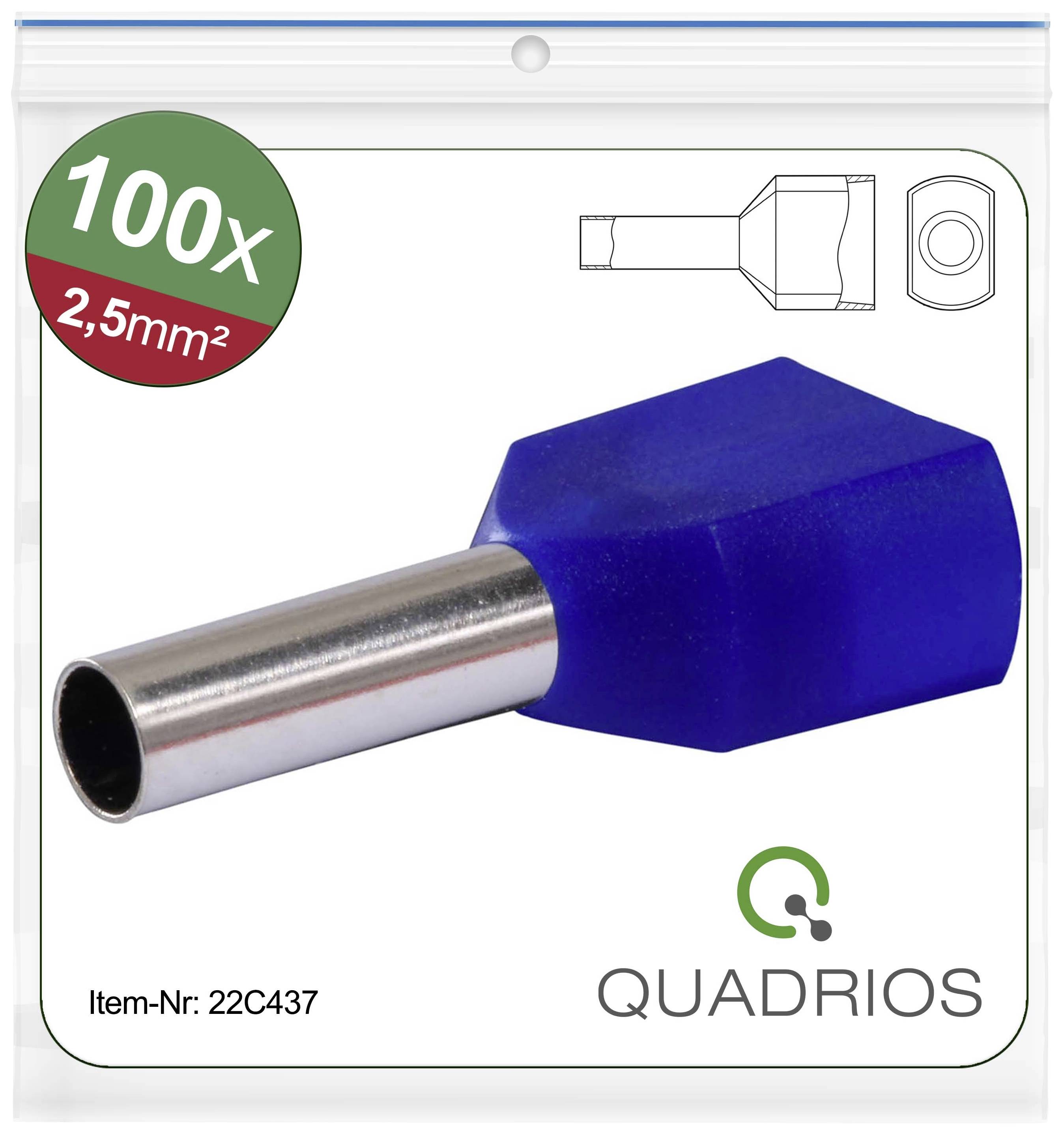 QUADRIOS 22C437 Zwillings-Aderendhülse 2.5 mm² Teilisoliert Blau 1 Set (22C437)