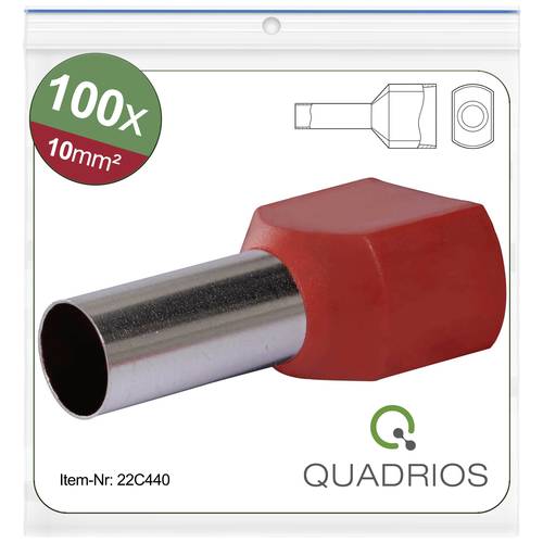 Quadrios 22C440 Zwillings-Aderendhülse 10 mm² Teilisoliert Rot 1 Set