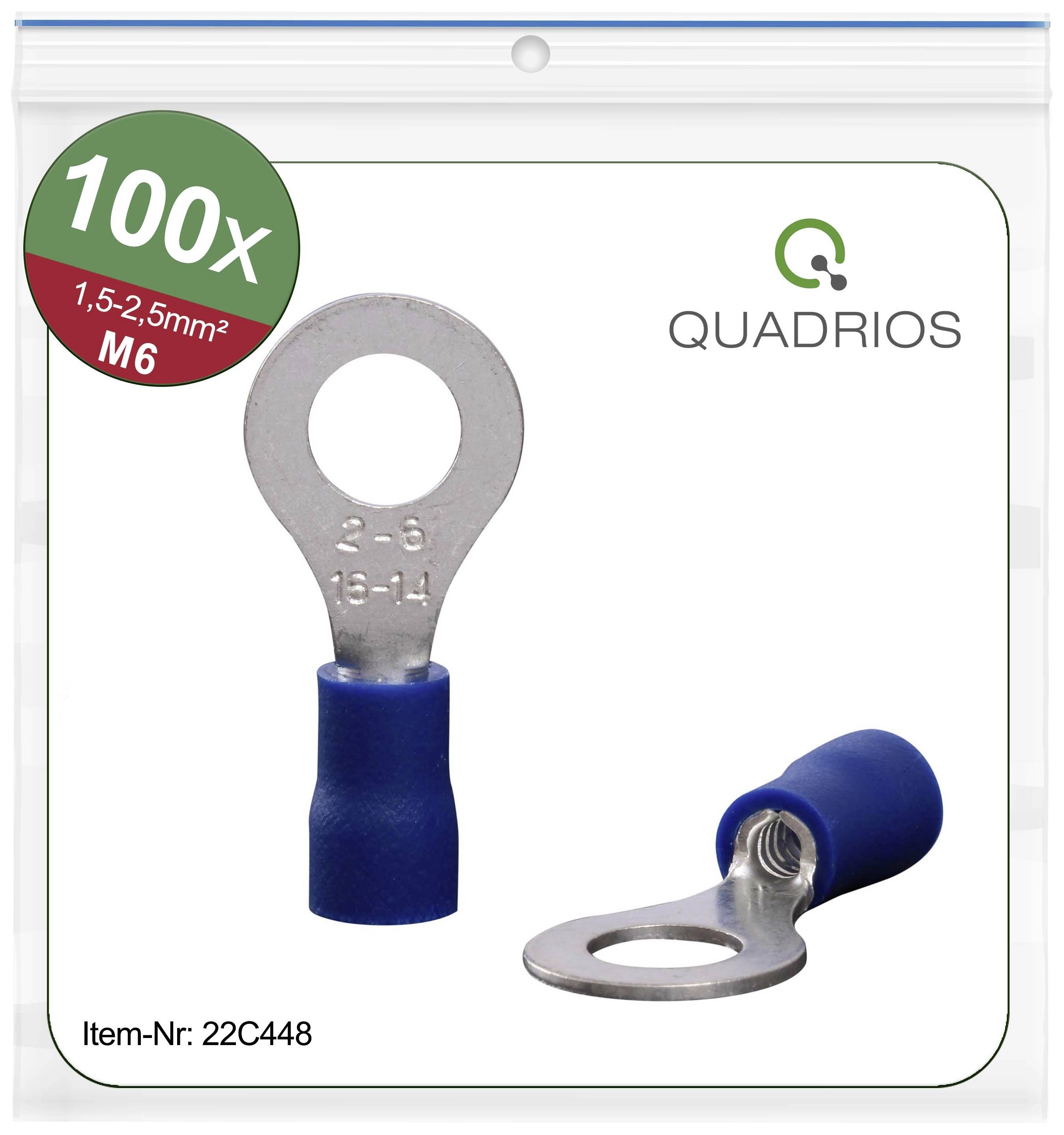 Quadrios 22C448 Ring Terminal Set 2.5mm² 6.5mm Ø Partially Insulat...