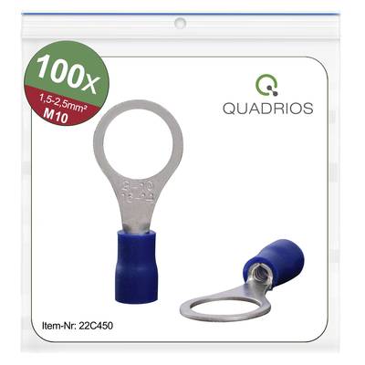 Quadrios 22C450 Ringkabelschuh  Querschnitt (max.)=2.5 mm² Loch-Ø=10.5 mm Teilisoliert Blau 1 Set 
