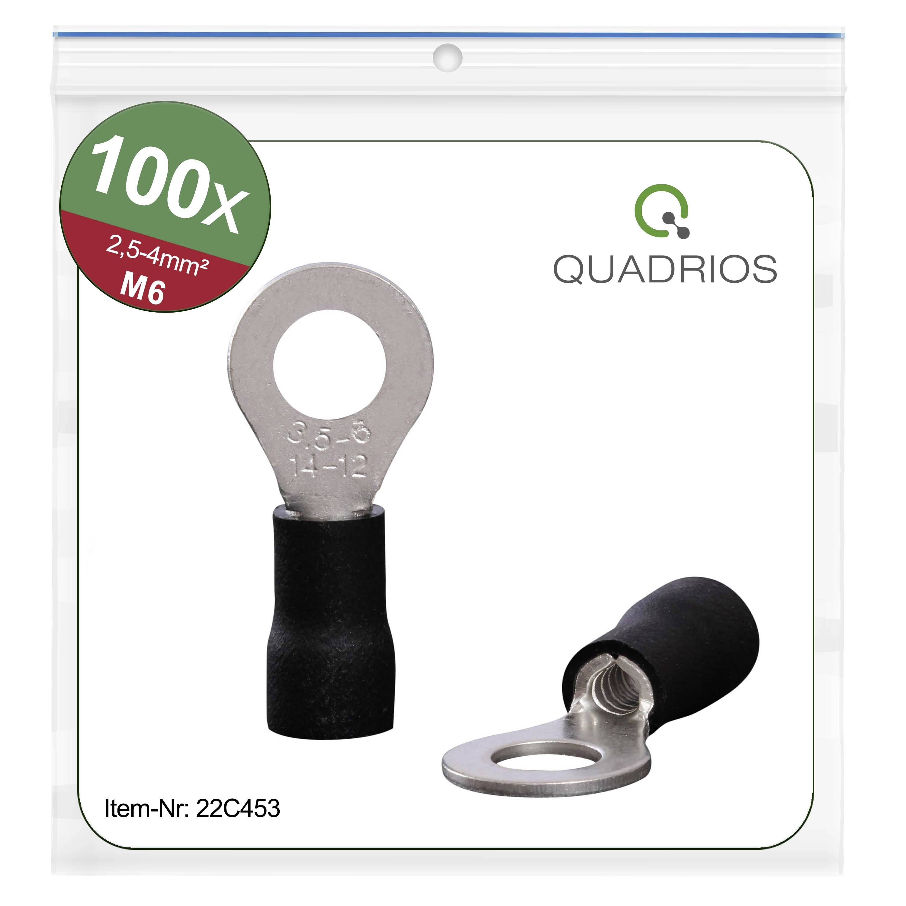 Quadrios 22C453 Ring Terminal Set 4.0 mm² Ø6.5mm Partially Insulated