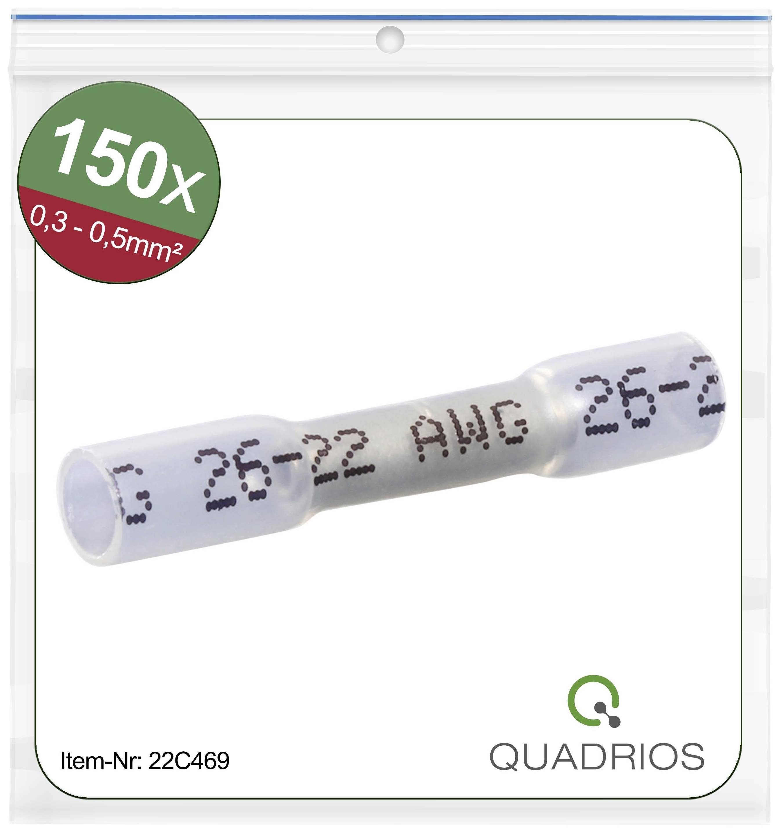 QUADRIOS 22C469 Stoßverbinder mit Schrumpfschlauch 0.3 mm² 0.5 mm² Vollisoliert Weiß 1 Set (22C469)