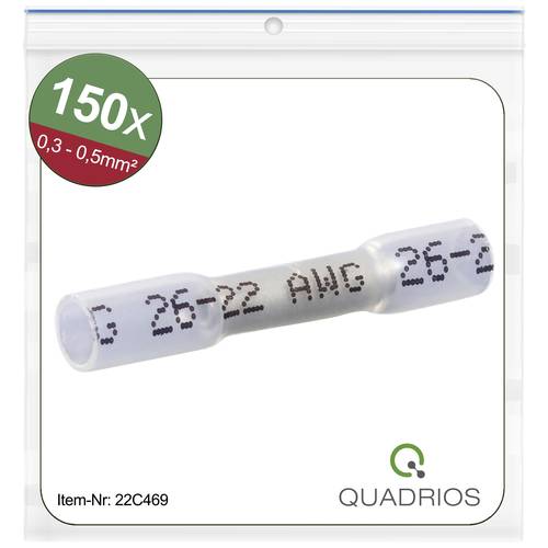 Thumbnail - Quadrios 22C469 Stoßverbinder mit Schrumpfschlauch 0.3 mm² 0.5 mm² Vollisoliert Weiß 1 Set