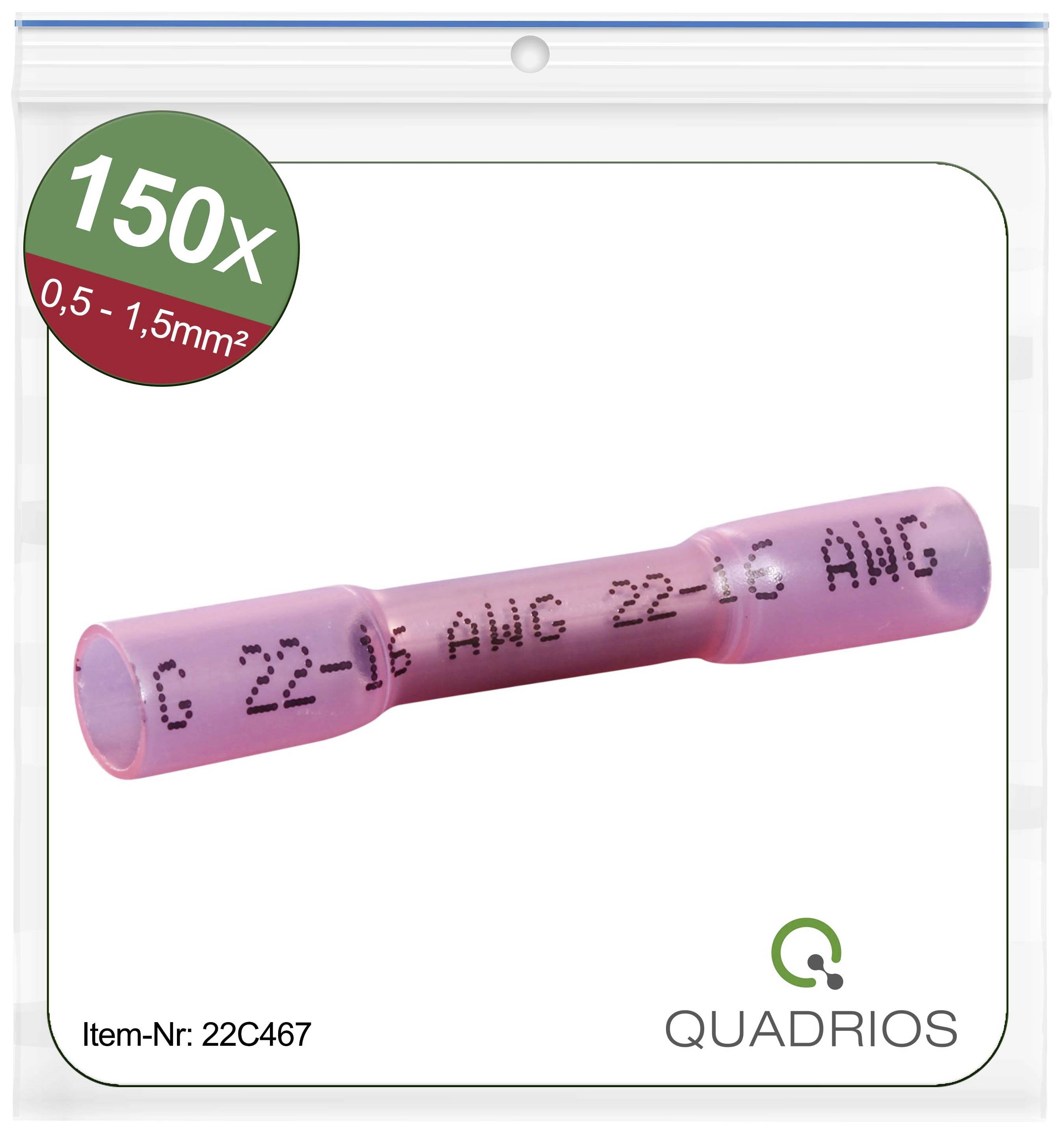 QUADRIOS 22C467 Stoßverbinder mit Schrumpfschlauch 0.5 mm² 1.5 mm² Vollisoliert Rot 1 Set (22C467)