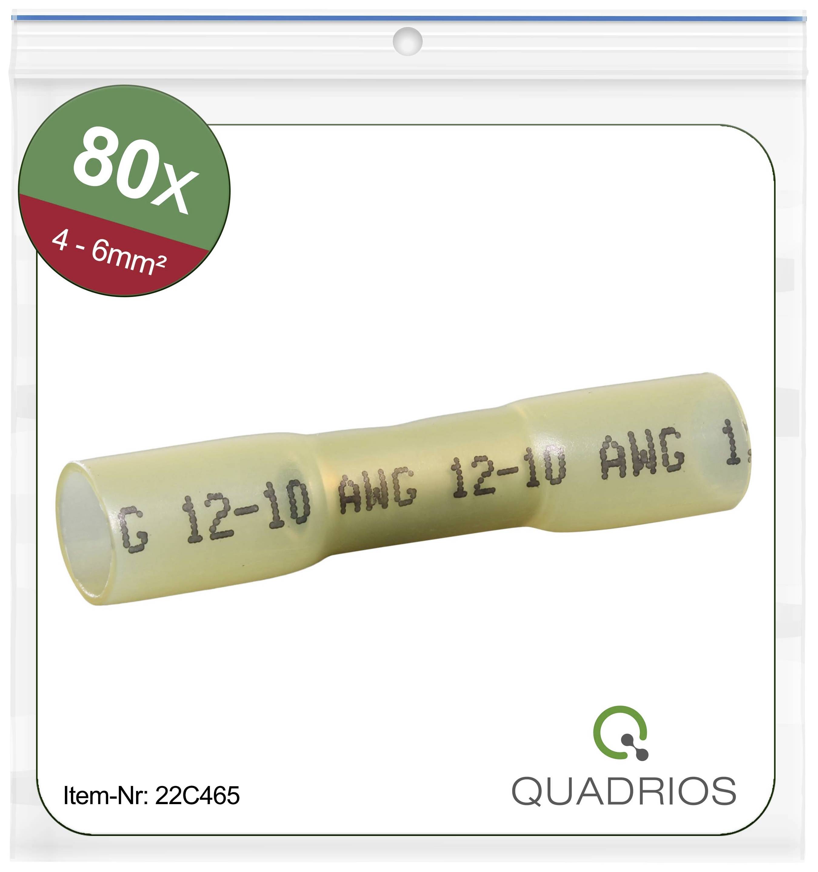 QUADRIOS 22C465 Stoßverbinder mit Schrumpfschlauch 4 mm² 6 mm² Vollisoliert Gelb 1 Set (22C465)