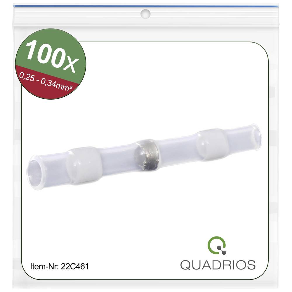 Quadrios 22C461 Stootverbinder Met krimpkous 0.25 mm² 0.34 mm² Volledig geïsoleerd Wit 1 set(s)