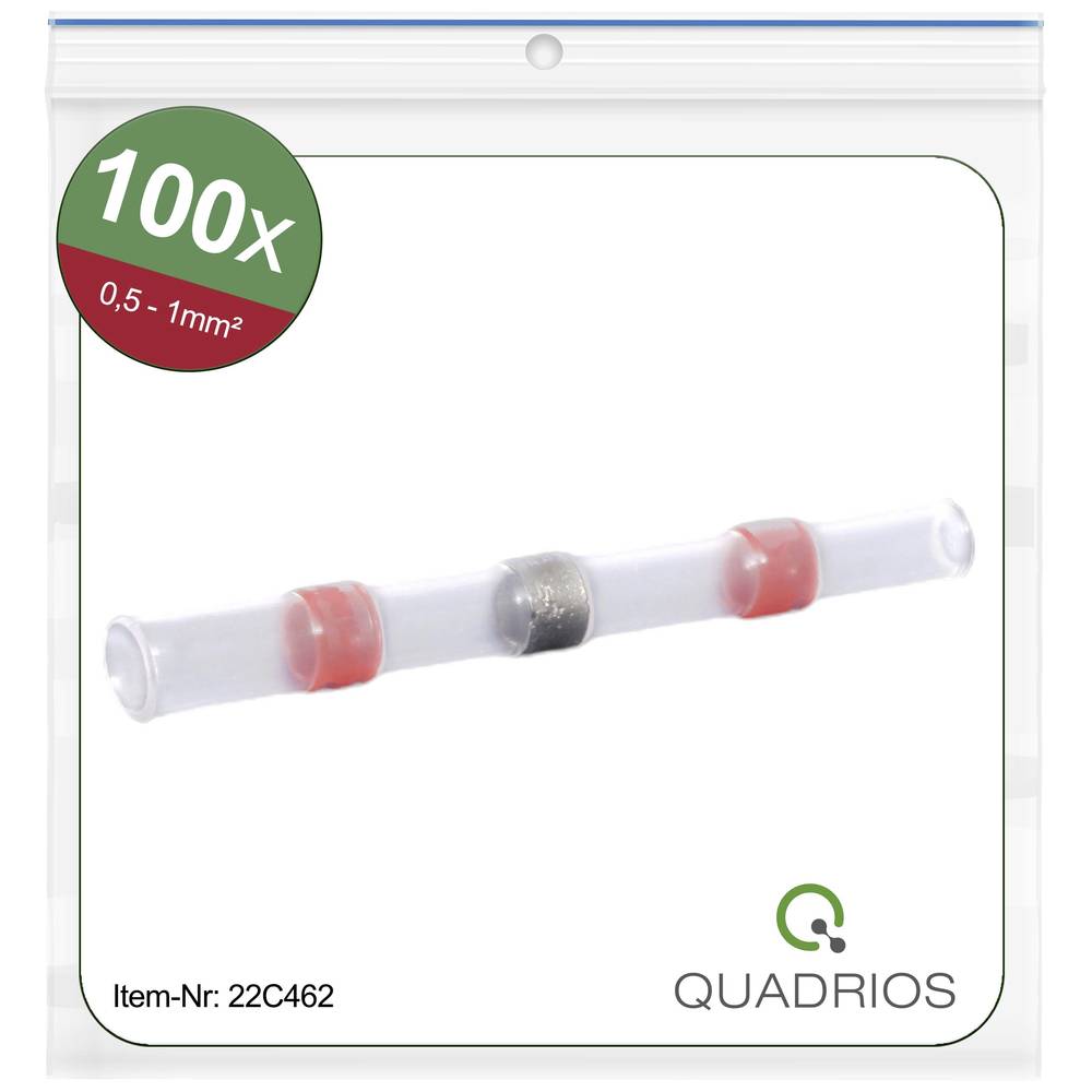 Quadrios 22C462 Stootverbinder Met krimpkous 0.5 mm² 1.0 mm² Volledig geïsoleerd Rood 1 set(s)