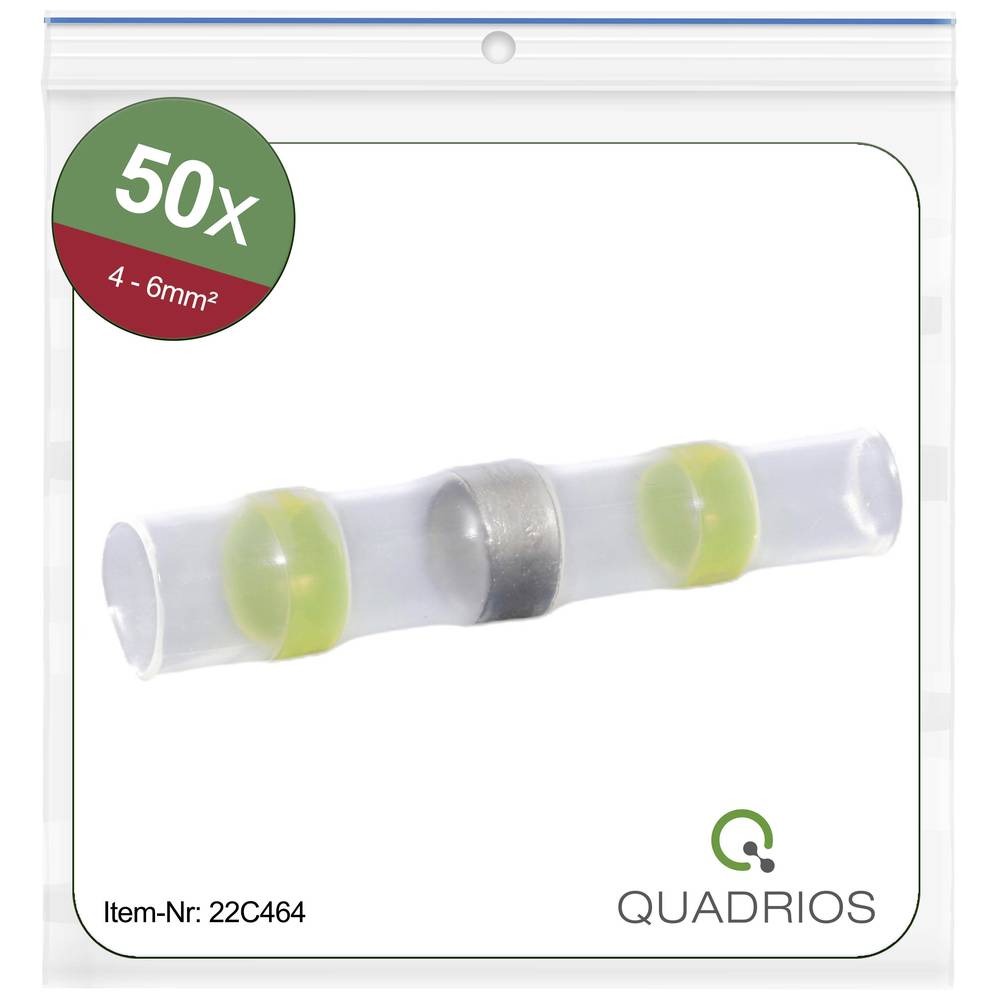 Quadrios 22C464 Stootverbinder Met krimpkous 4.0 mm² 6.0 mm² Volledig geïsoleerd Geel 1 set(s)