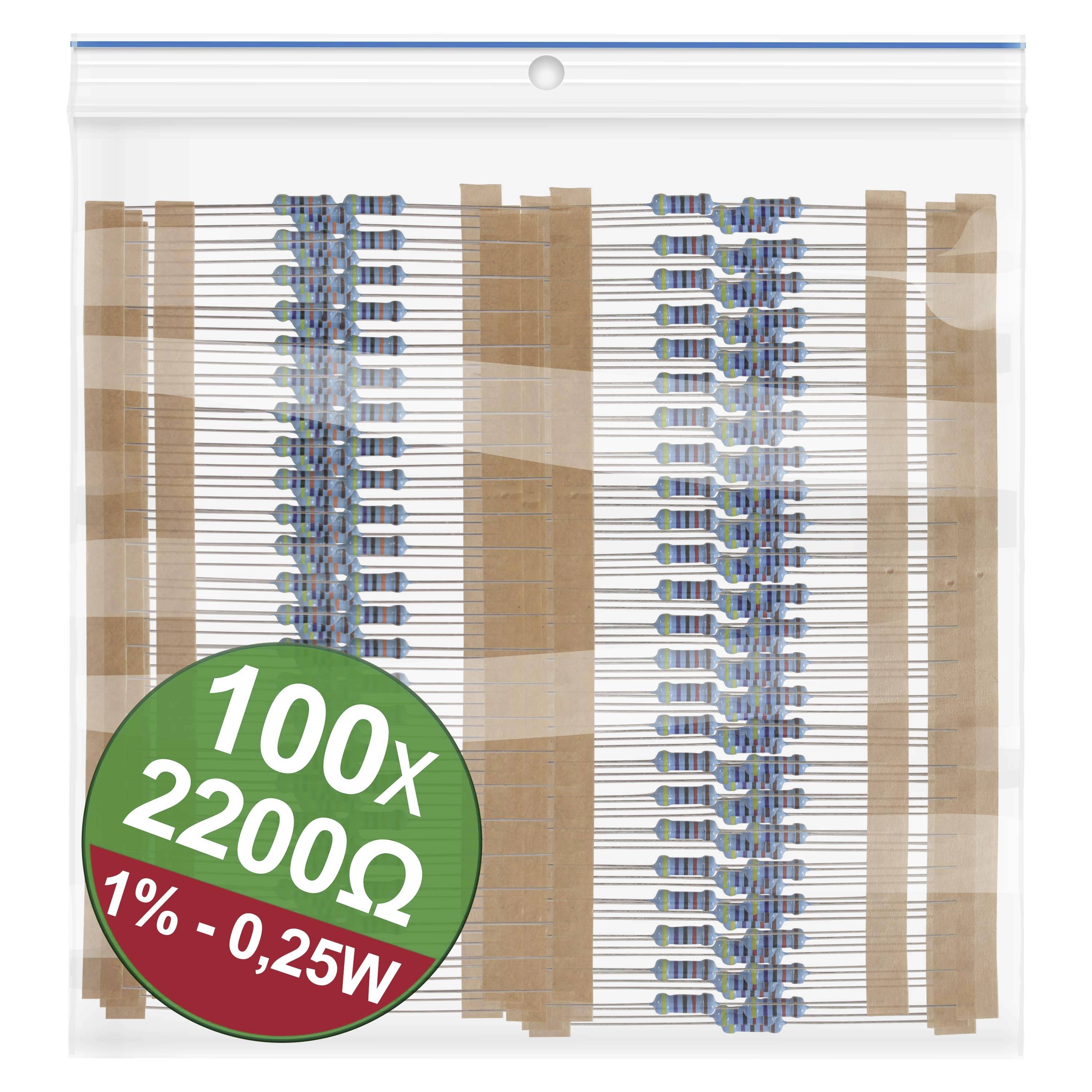 QUADRIOS 22P048 Metallschicht-Widerstand Sortiment 2.2 kOhm axial bedrahtet 0.25 W 1 % 1 Set