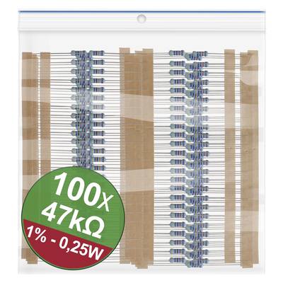Quadrios 22P053 22P053 Metallschicht-Widerstand Sortiment 47 kΩ axial bedrahtet 0.25 W 1 % 1 Set