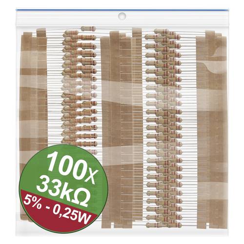 Quadrios 22P075 22P075 Kohleschicht-Widerstand Sortiment 33 kΩ axial bedrahtet 0.25 W 5 % 1 Set