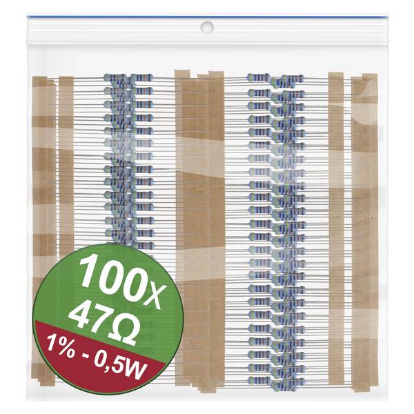 Quadrios 22P086 22P086 Metallschicht-Widerstand Sortiment 47 Ω axial bedrahtet  0.5 W 1 % 1 Set