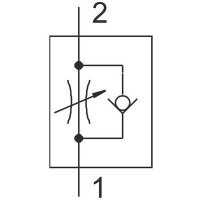 'Elektronisches Symbol eines Thyristors mit paralleler Diode. Zwei Anschlüsse, 1 unten, 2 oben. Die Diode schließt parallel den Thyristor.'