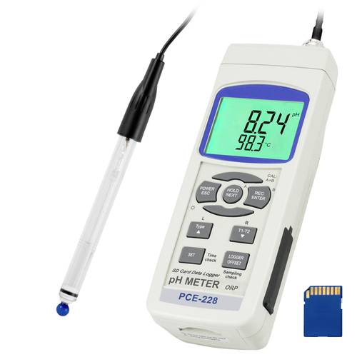 Thumbnail - PCE Instruments pH-Messgerät PCE-228HTE inkl. pH-Elektrode Messbereich 0,00 … 14,00 pH inkl. Datenlogger