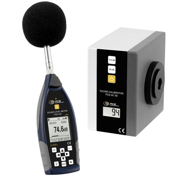 PCE Instruments PCE-432-SC 09 Tragbarer Profi Schallkalibrator Klasse 1 inkl. Schallpegelmessgerät mit GPS Klasse 1