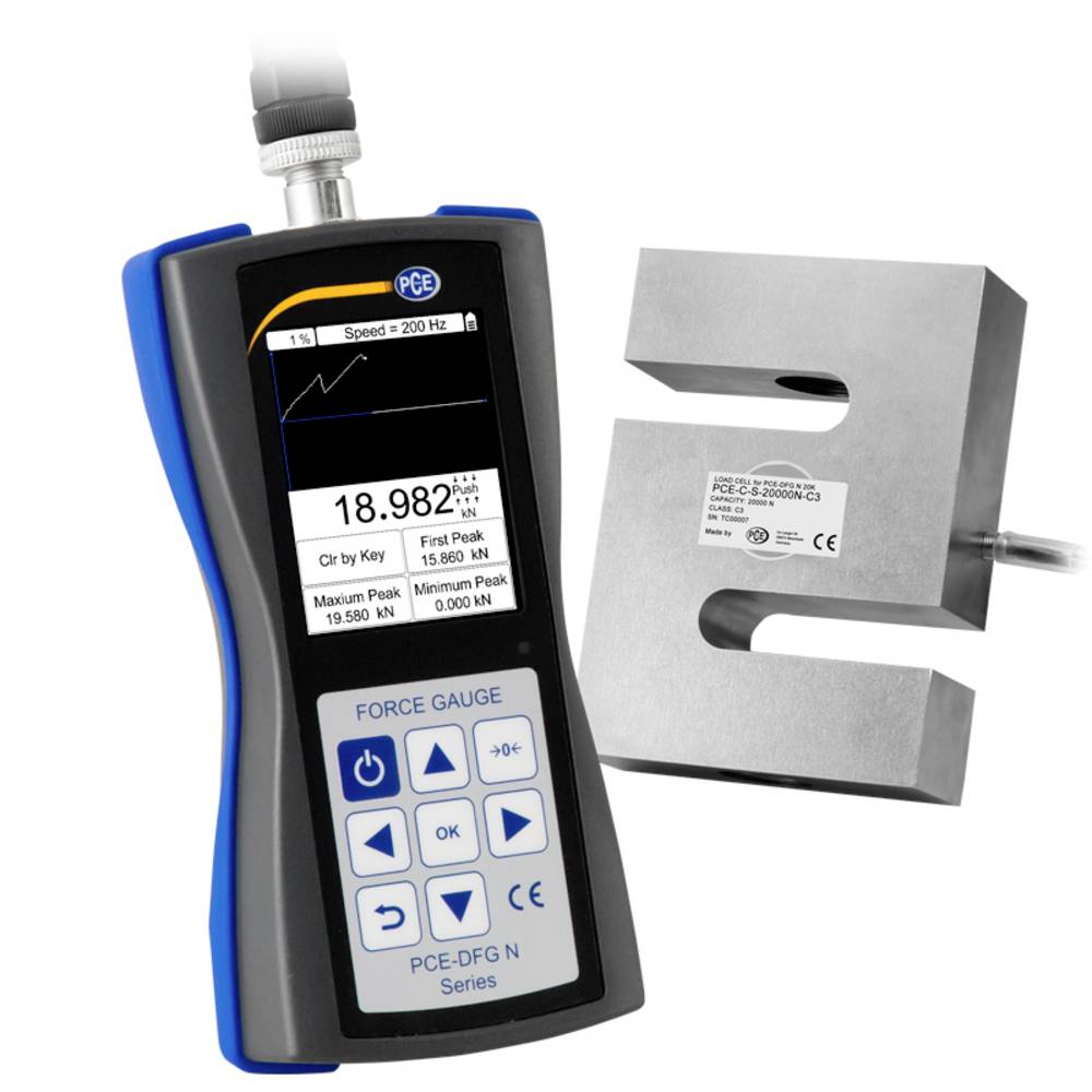 PCE Instruments Krachtmeter 0 - 20000 N Fabrieksstandaard (zonder certificaat)