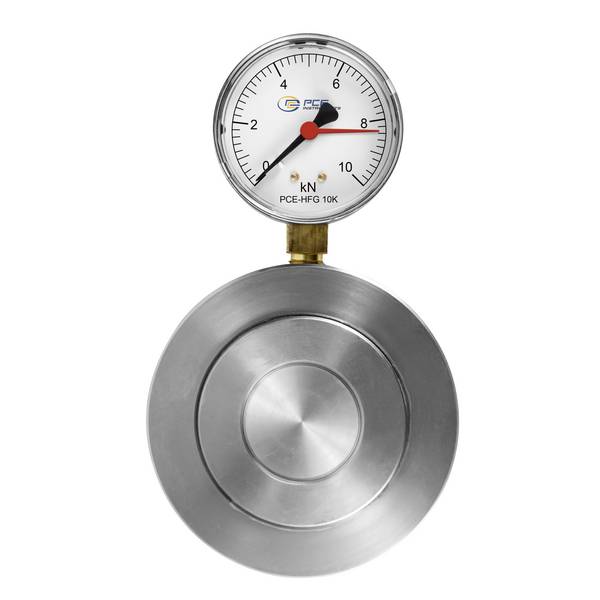 PCE Instruments PCE-HFG 10K Hydraulische Kraftaufnehmer aus rostfreiem Stahl | Ringkraftaufnehmer & Druckstempel | 27 mm