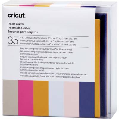 Verpackung von Cricut-Einsteckkarten in verschiedenen Farben. Beinhaltet 35 Karten, Umschläge, Einsatzkarton. Geeignet für Cricut-Schneidemaschinen.