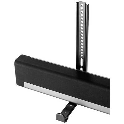 Halterung für Soundbar zur Befestigung an einem Fernseher, vertikal verstellbar, mit mehreren Befestigungslöchern.