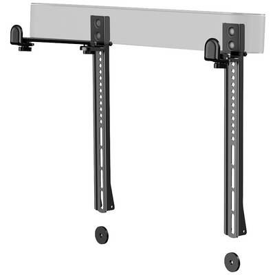 Eine Befestigungshalterung für eine horizontale Soundbar, geeignet zur Wandmontage. Zwei vertikale Halter mit Schraubenlöchern ermöglichen einfache Installation.