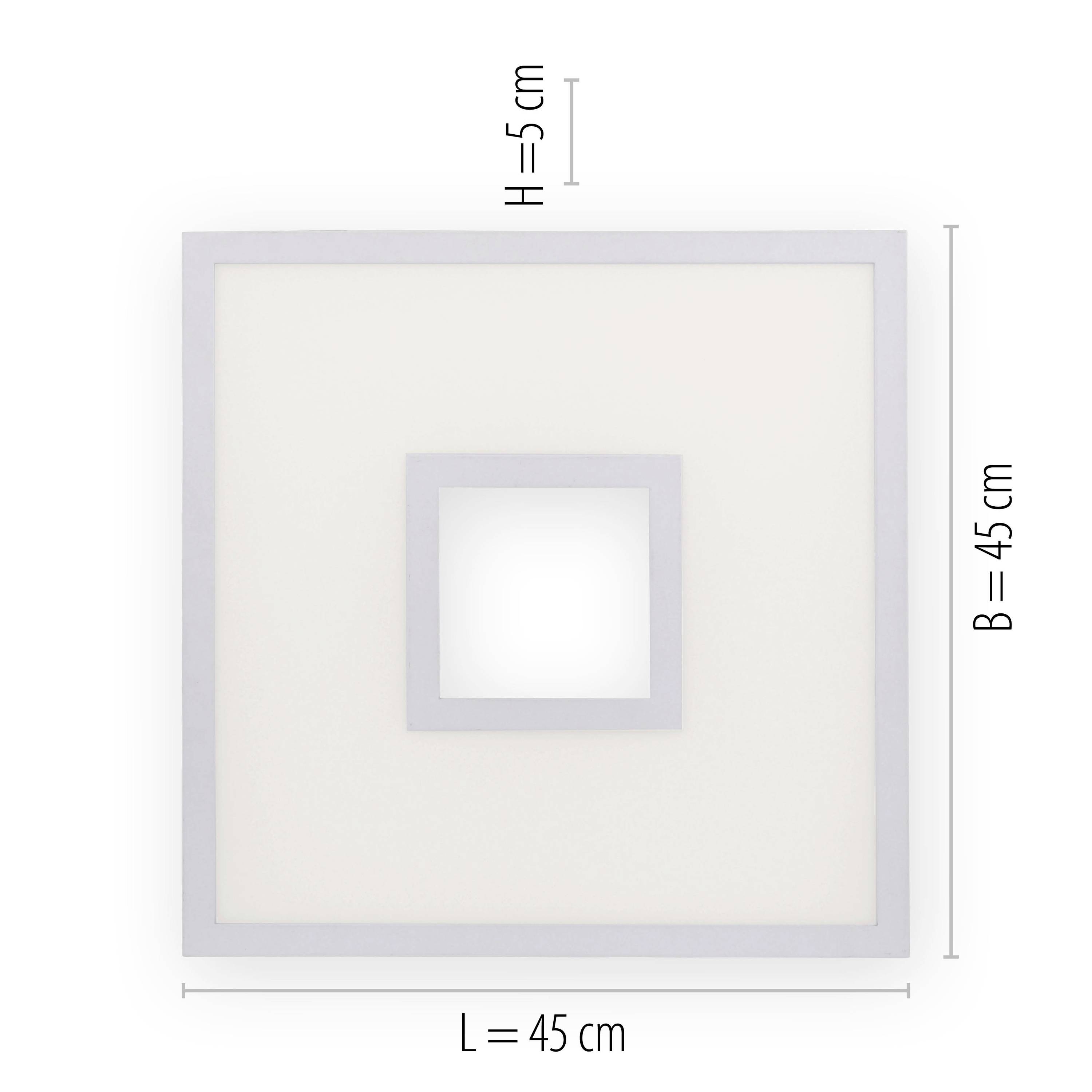 Quadratisches Bild mit grauem Rahmen. Innenmaße 5 cm x 5 cm; Außenmaße 45 cm x 45 cm.