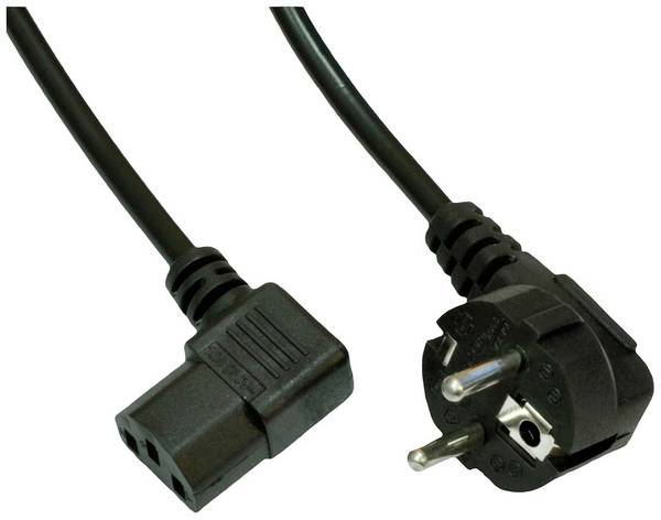 Akyga Strom Anschlusskabel [1x Kaltgeräte-Buchse C13 - 1x Schutzkontakt-Stecker] 3.00 m Schwarz