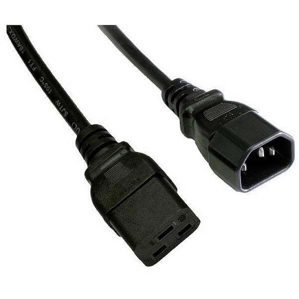Akyga Strom Anschlusskabel [1x Kaltgeräte-Buchse C19 - 1x Kaltgeräte-Stecker C14] 1.80 m Schwarz