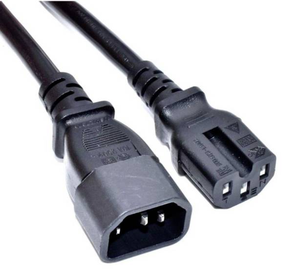 Akyga Strom Anschlusskabel [1x Kaltgeräte-Stecker C14 - 1x Warmgeräte-Buchse C15] 1.80 m Schwarz
