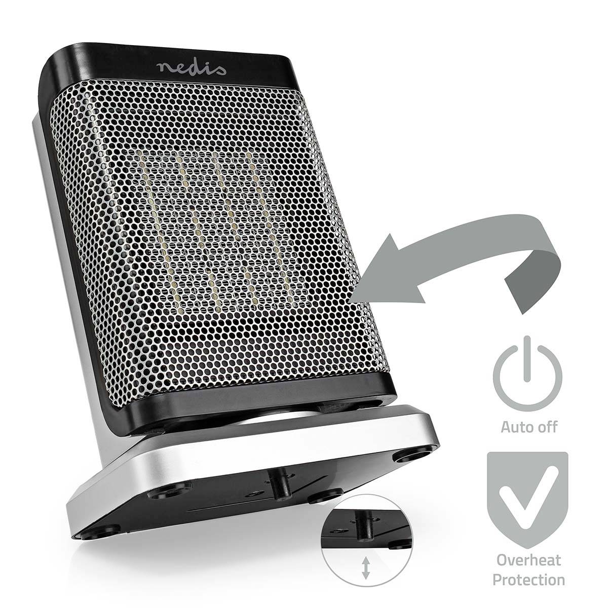 HTFA17GY, Electric fan heater, ceramic, 1.5 m, indoor, hallway, gray-12