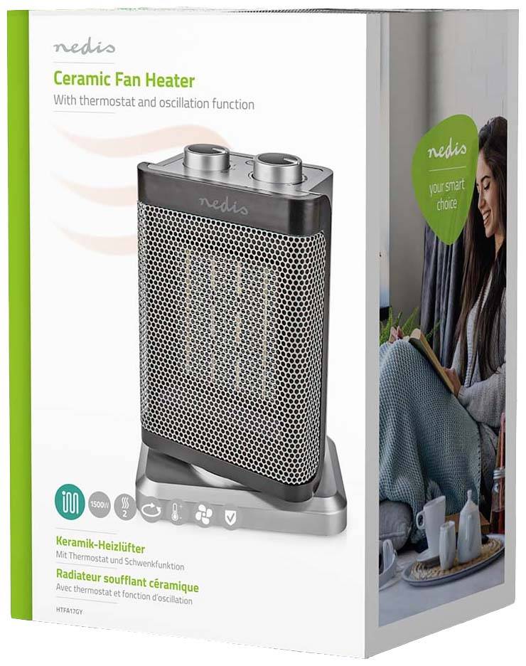 HTFA17GY, Electric fan heater, ceramic, 1.5 m, indoor, hallway, gray-7
