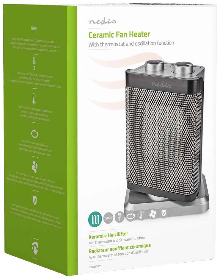 HTFA17GY, Electric fan heater, ceramic, 1.5 m, indoor, hallway, gray-8