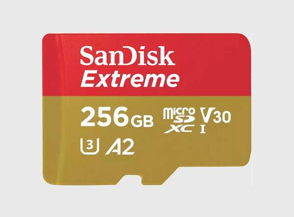 SanDisk Extreme microSDXC-Karte  256 GB Class 10, UHS-I, v30 Video Speed Class stoßsicher, Wasserdicht