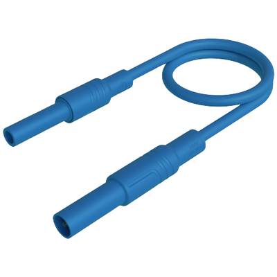Ein blaues, gebogenes Kabel mit zwei identischen Steckverbindern an den Enden, möglicherweise für elektrische oder technische Anwendungen.