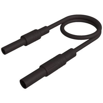 Schwarzes Kabel mit zwei Steckverbindungen an den Enden, in einer Schleife gelegt.