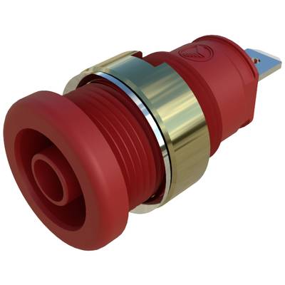 Roter Industrieschalter mit Metallring, geeignet für Maschinensteuerungen und Sicherheitsanwendungen.