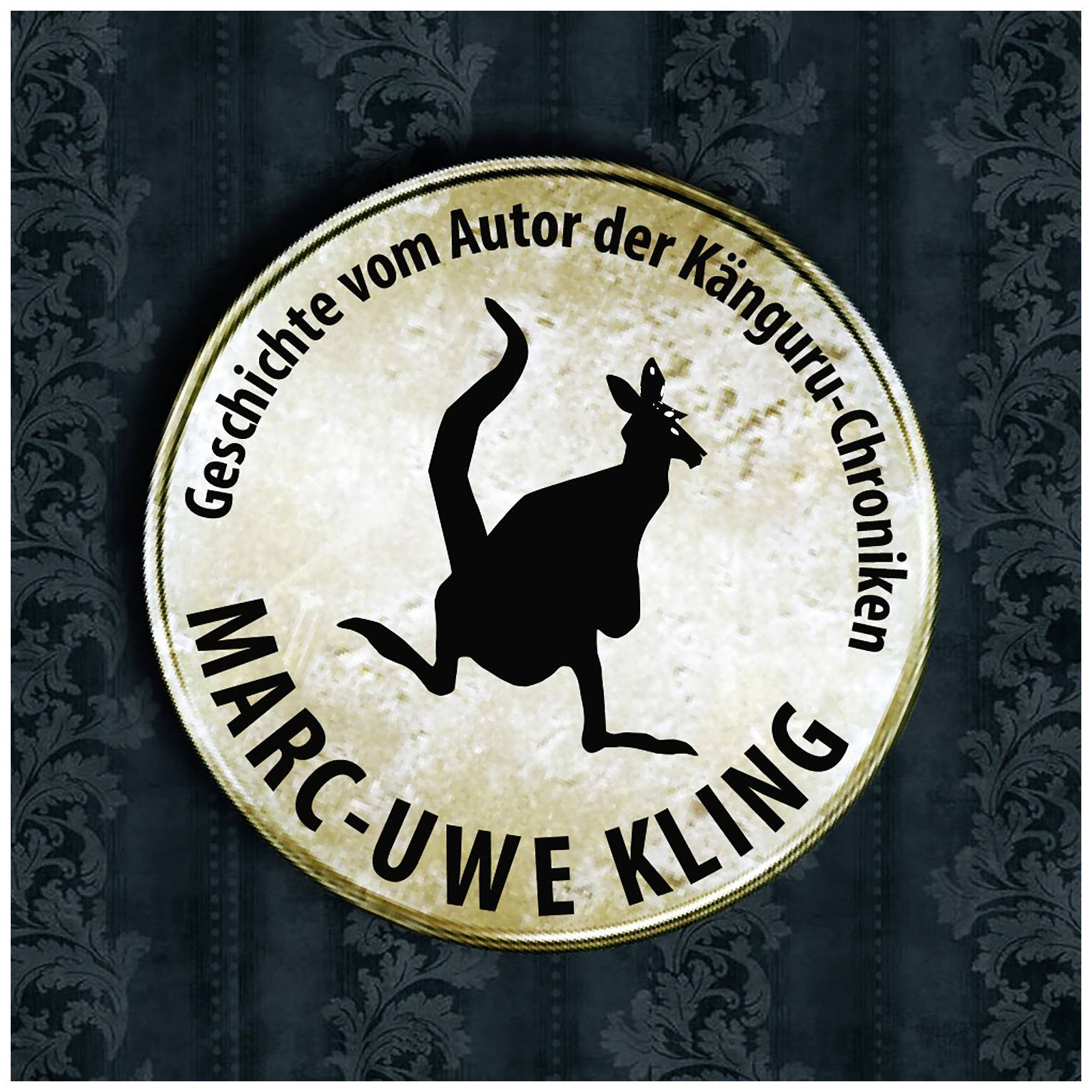 Deckblatt eines Buches mit einem Känguru-Symbol. Text: 'Geschichte vom Autor der Känguru-Chroniken, Marc-Uwe Kling'.