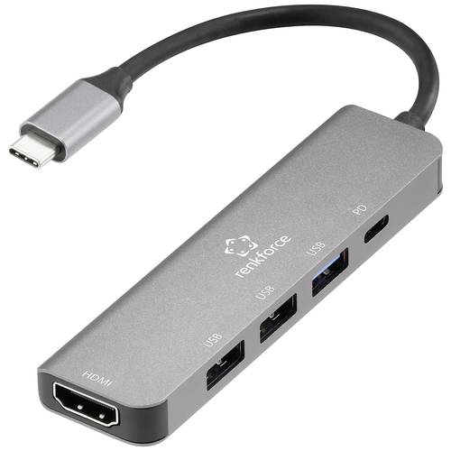 Thumbnail - Renkforce USB-C® Dockingstation RF-DKS-903 5-in-1 Passend für Marke Dockingstations: Universal USB-C® Power Delivery