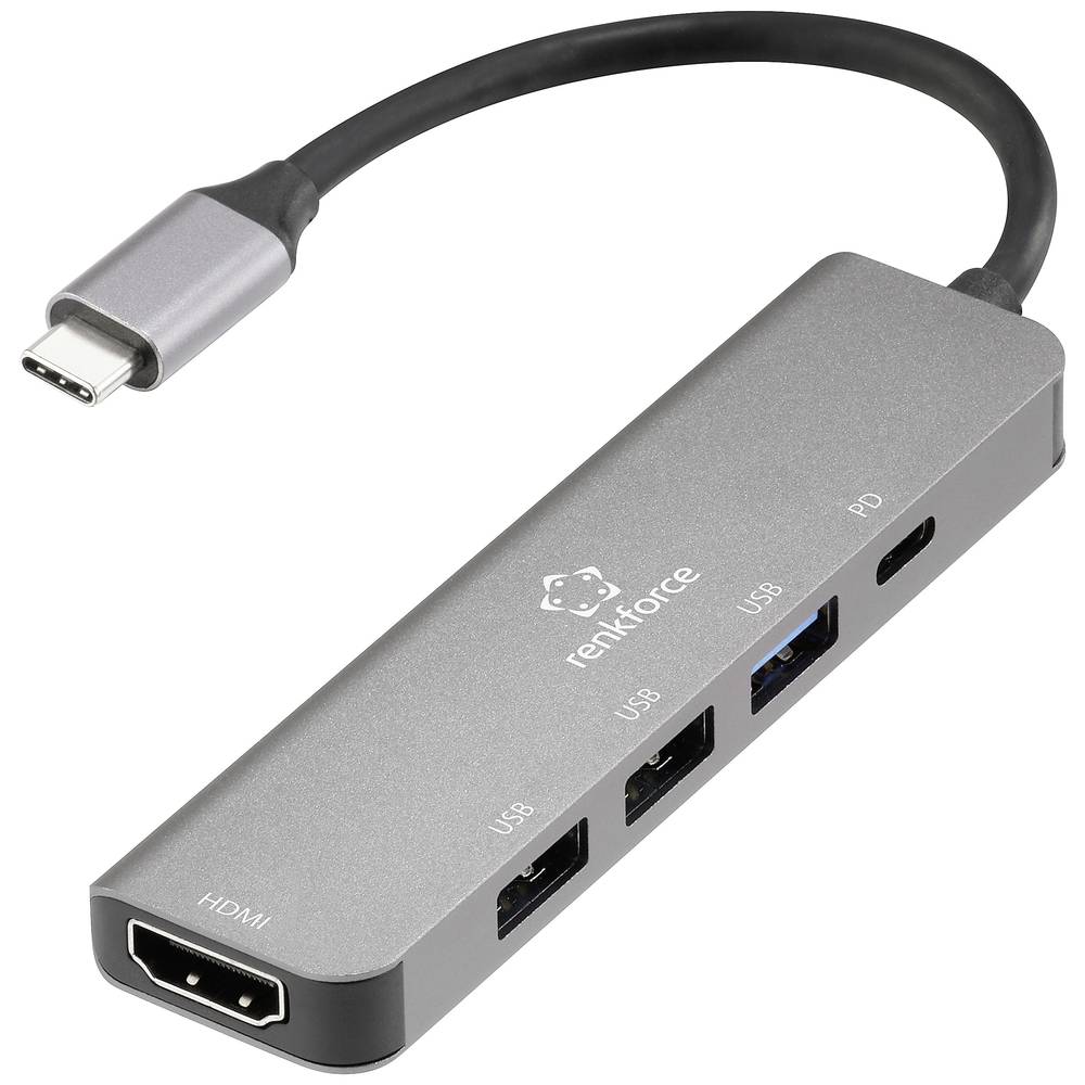 Renkforce RF-DKS-903 5-in-1 USB-C dockingstation Geschikt voor merk: Universeel USB-C Power Delivery