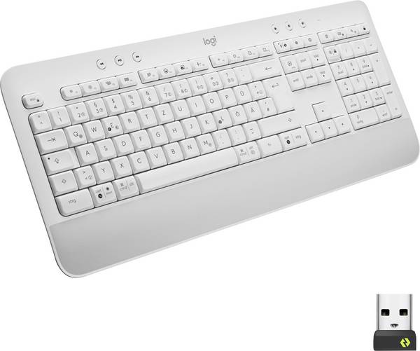 Logitech Signature K650 Bluetooth®, Funk Tastatur Deutsch, QWERTZ Weiß Spritzwassergeschützt