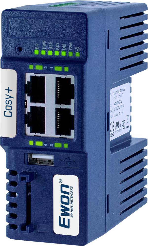 EWON EC71330_00MA EC71330_00MA Fernwartungsrouter Ethernet, USB Anzahl Eingänge: 1 x Anzahl Ausgänge: 2 x  24 V/DC, 12 V/DC 1 St.
