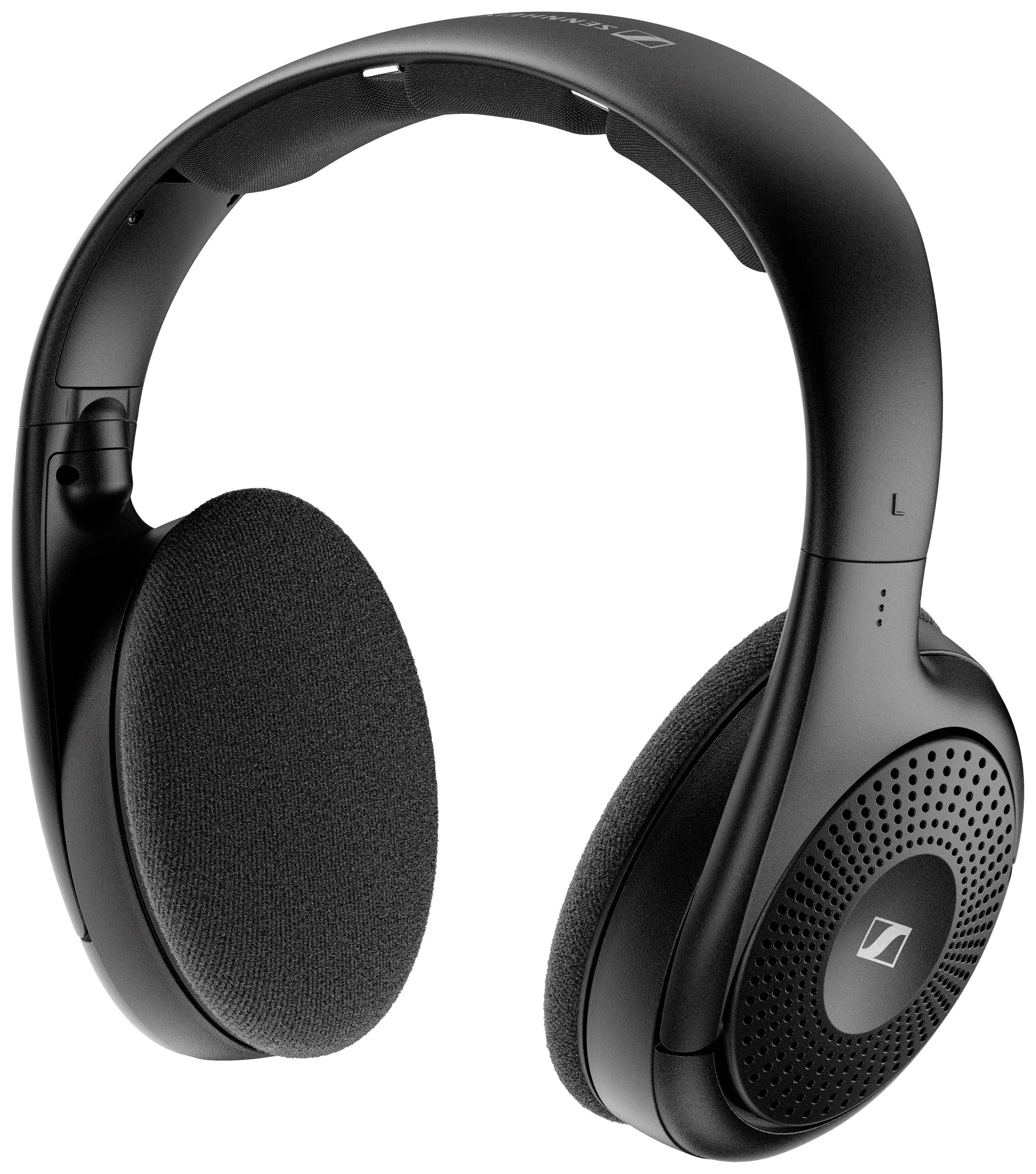 Schwarze Over-Ear-Kopfhörer mit gepolsterten Ohrmuscheln und Herstellerlogo auf der Seite.