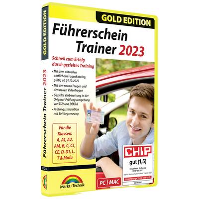 Markt & Technik Führerschein Trainer 2023 Gold Edition - Theorieprüfung Vollversion, 1 Lizenz Windows, Mac Führerschein