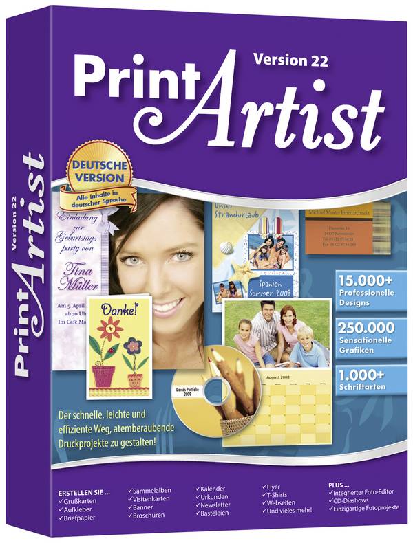 Markt & Technik Print Artist 22 Platinum Vollversion, 1 Lizenz Windows Bildbearbeitung
