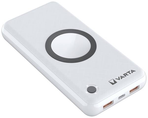 Varta - Induktive Power Bank - 2-in-1 - Li-Pol - 20000 mAh - 74 Wh - 20 Watt - 3 A - PD, QC 3.0 - 3 Ausgabeanschlussstel